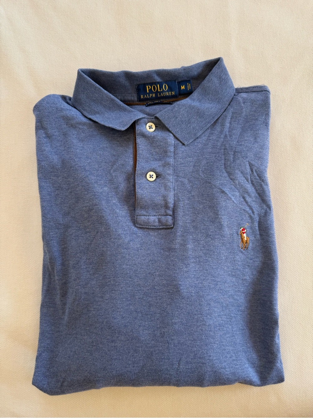 Polo by Ralph Lauren Men's Heather Blue Polo with Pony Logo